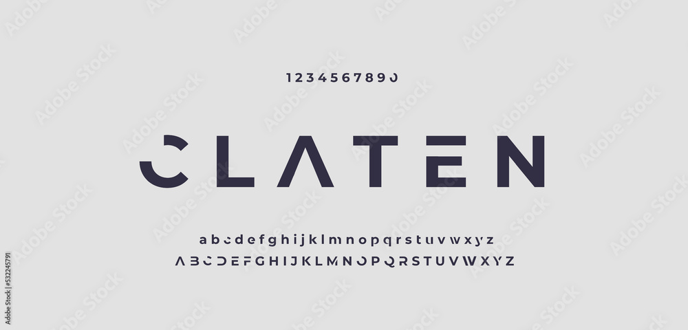 Vecteur Stock Claten minimal modern alphabet fonts for logo. Uppercase and  lowercase Typography technology electronic digital future creative font.  vector illustration | Adobe Stock