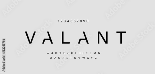 Valant minimal modern alphabet fonts for logo. Typography technology electronic digital music future creative font. vector illustration
