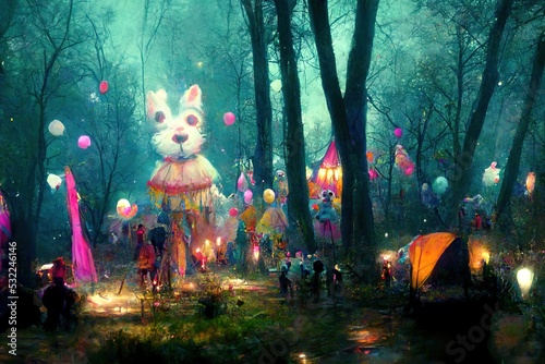 3D rendering of a circus tent standing at the land with the cloud in the background