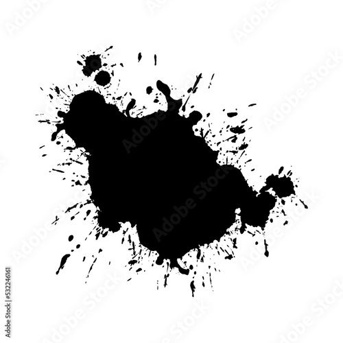 Black spot, ink splatter, paint smear. Vector graphics.