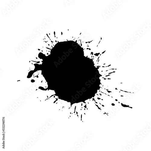 Black spot, ink splatter, paint smear. Vector graphics.