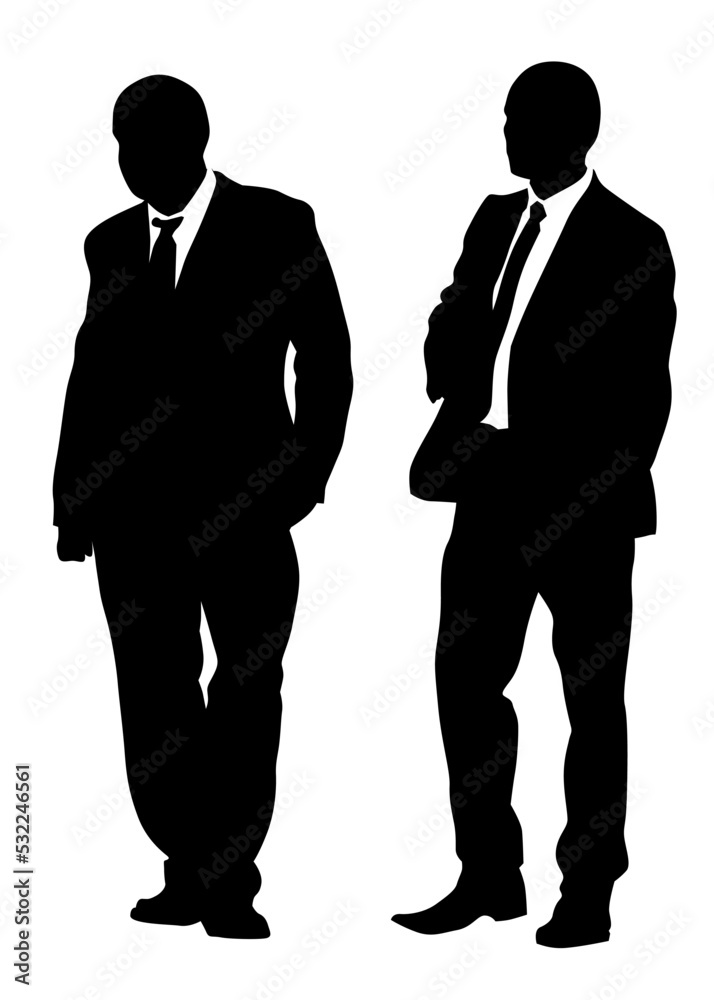 Businessmen in suits on a white background