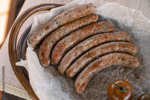 Grilled sausages with sauce...
