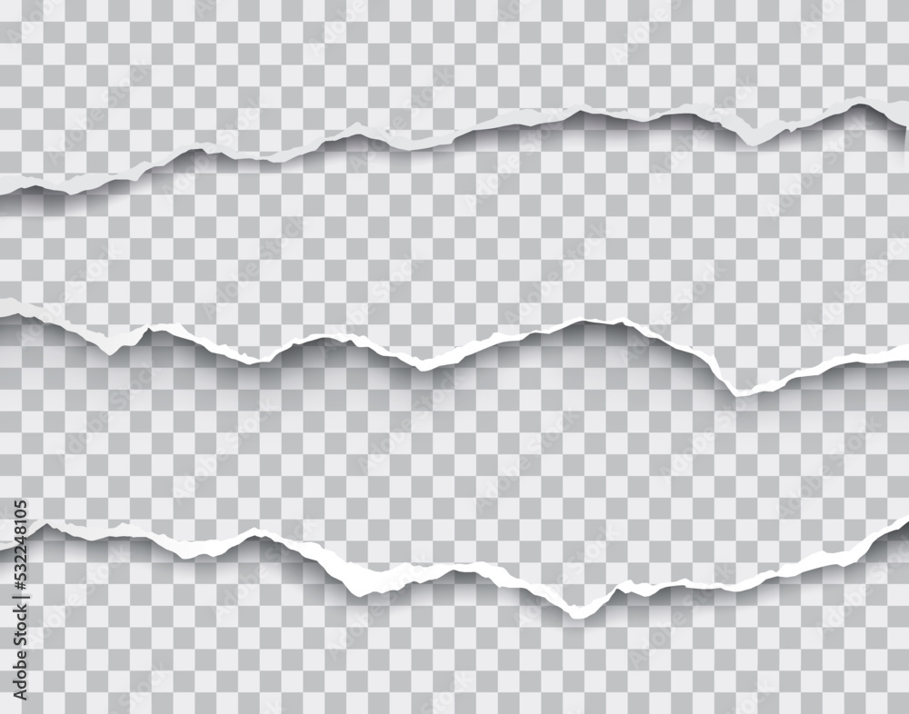 Vector realistic hole torn in paper with shadows isolated on transparent background