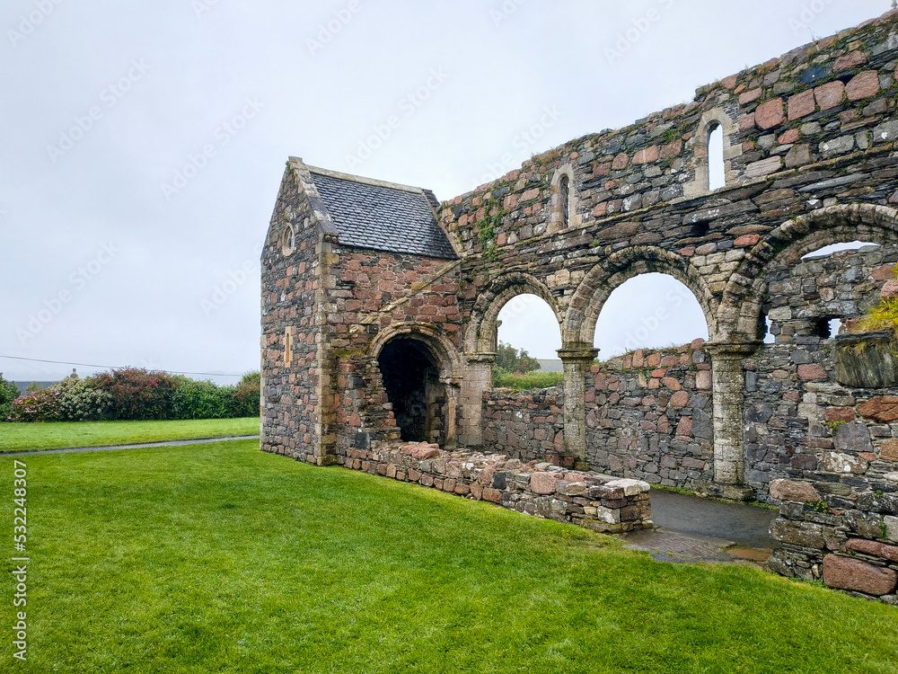 UK, Isles of Mull and Iona - September 8, 2019: casual photos of live style and architecture on the islands at the cloudy weather