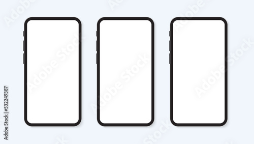 Modern Smartphone With Buttons Mockup Illustration Set For Social Media Advertisement