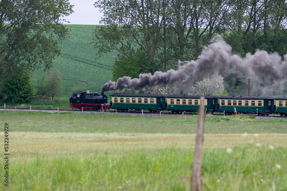Obraz premium Beautiful old traditional german train at the island ruegen