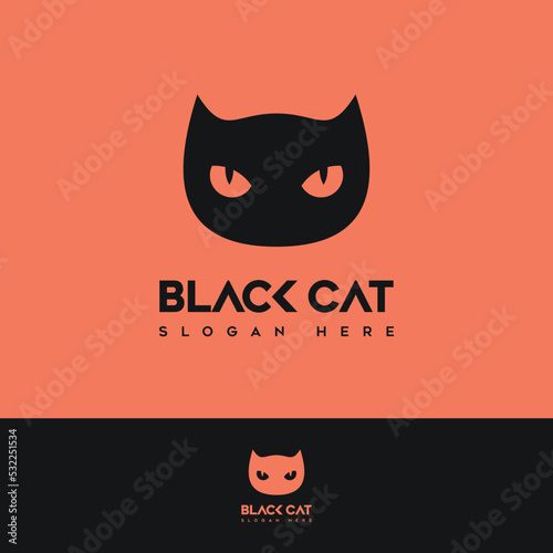 black cat head icon logo