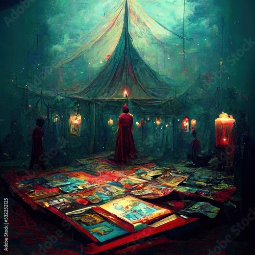 3D rendering of a Kids watch the circus performing inside the circus tent