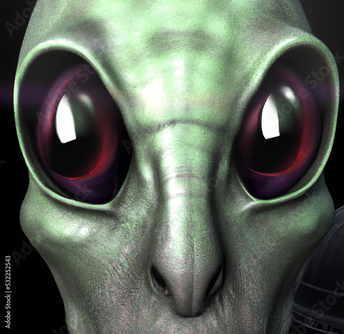 Digital art of a close-up of an alien's face