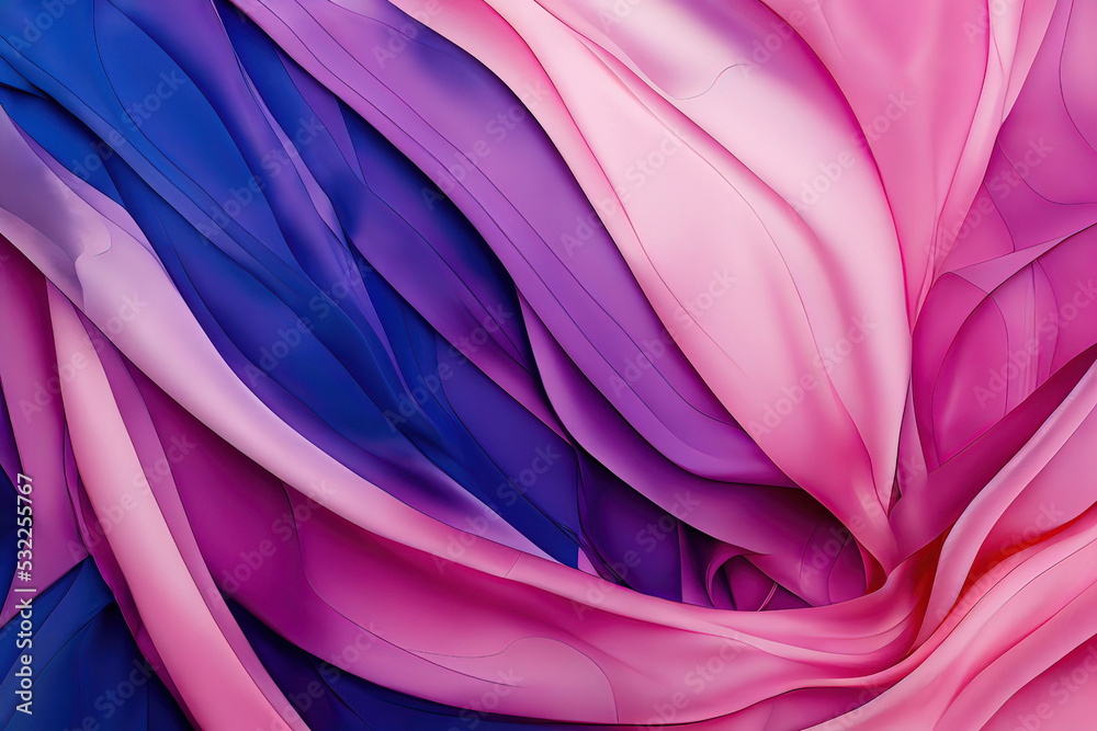 Pink and blue silk fabric background, abstract drape texture, 3d illustration Pink and blue silk fabric background, abstract drape texture, 3d illustration