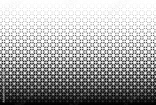Geometric pattern of black figures on a white background.Seamless in one direction.60 figures in height .Option with a LONG fade out. RAY method.