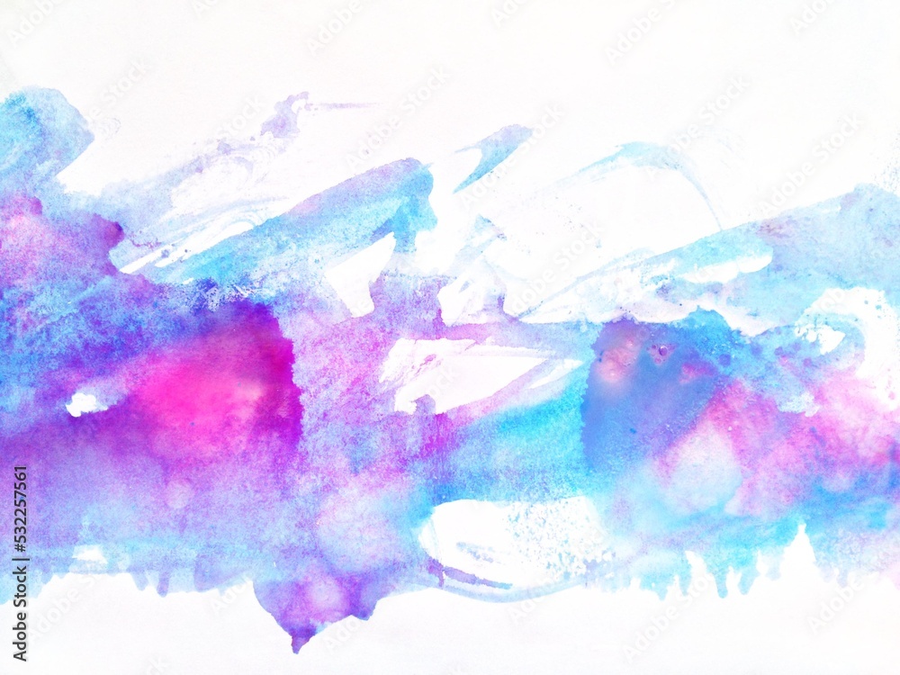 Abstract Watercolor background. Luxury abstract fluid art painting in alcohol ink technique, mixture of blue and purple paints