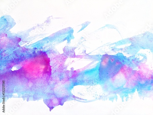 Abstract Watercolor background. Luxury abstract fluid art painting in alcohol ink technique, mixture of blue and purple paints