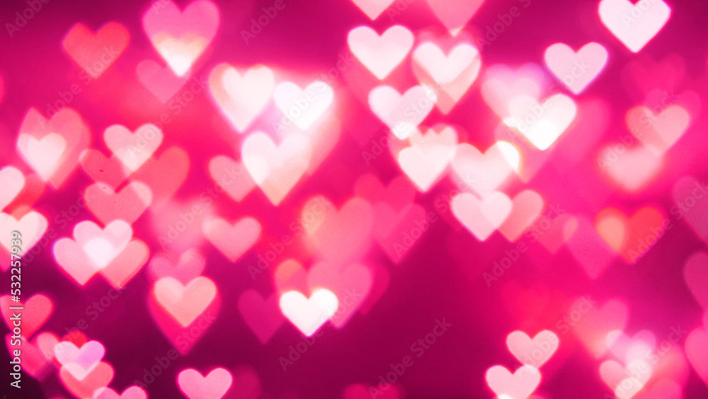 Pink background with hearts blurred