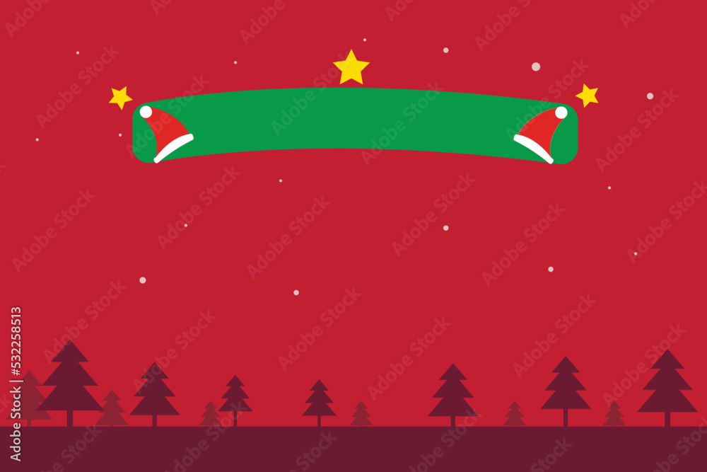 Naklejka premium background illustration of snowfall and pine trees in red color.