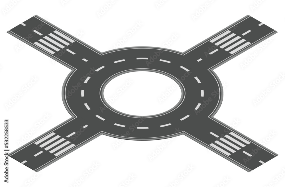 Isometric road element for highway city street map traffic creation