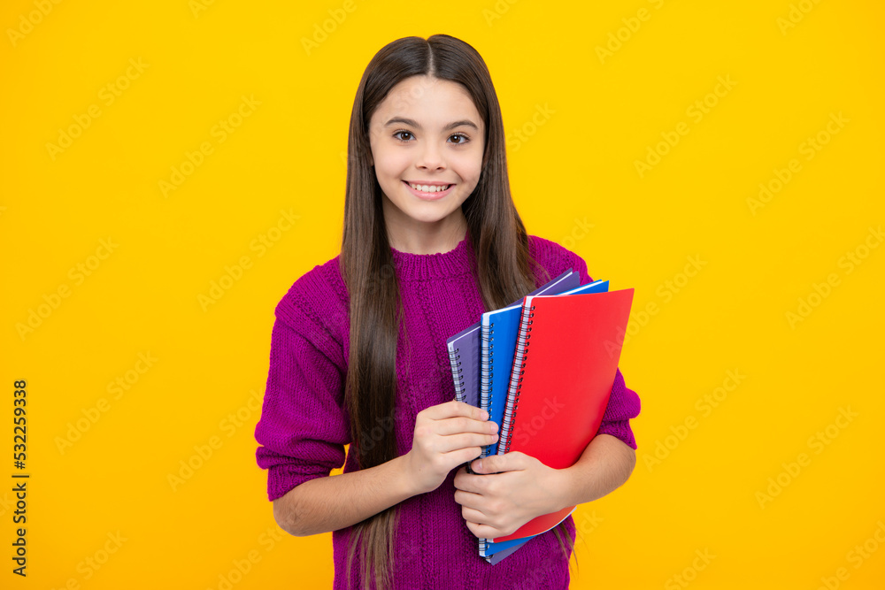 Teenage school girl with books. Schoolgirl student.