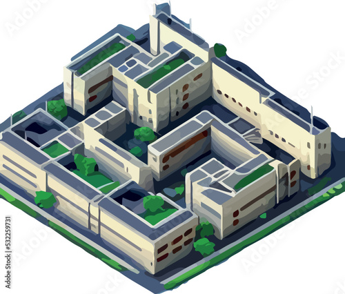 Vector isometric icon or infographic element representing low poly build 