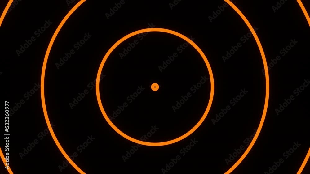 4k Abstrack seampless looping orange neon circle tunel background. 3d motion graphic glowing circle.
