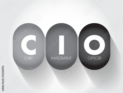 CIO Chief Investment Officer - job title for the board level head of investments within an organization, acronym text concept background