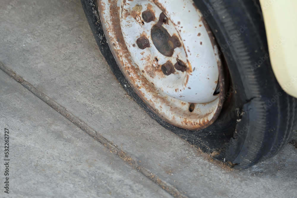 car tire cracking old tire wheel of car car tire cracking old tire wheel of car