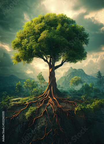 Obraz na plátně Tree with roots