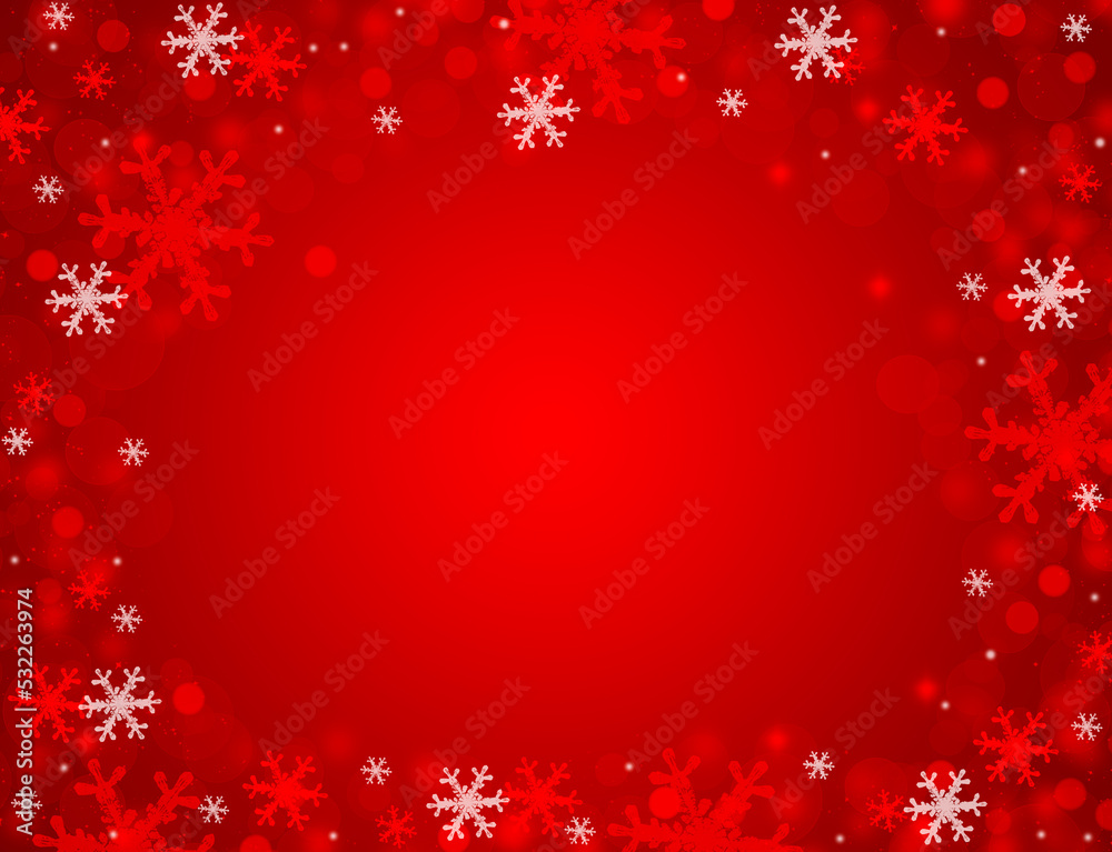 Red christmas background with snowflakes.