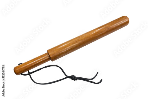 Antique wood truncheon club from the 1920s isolated.