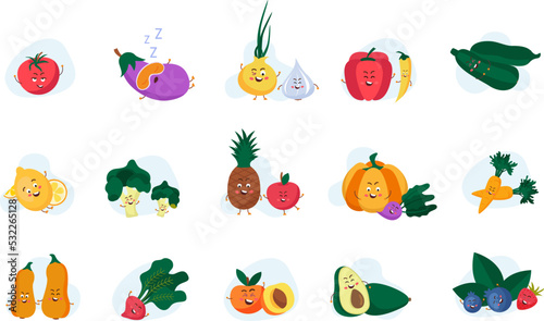 Vegan Cartoon Flat Icons
