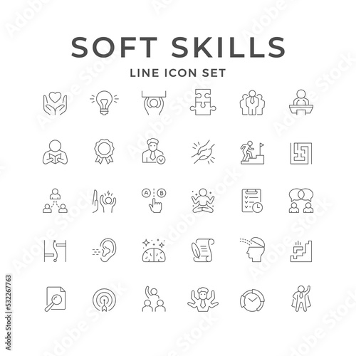 Set line icons of soft skills