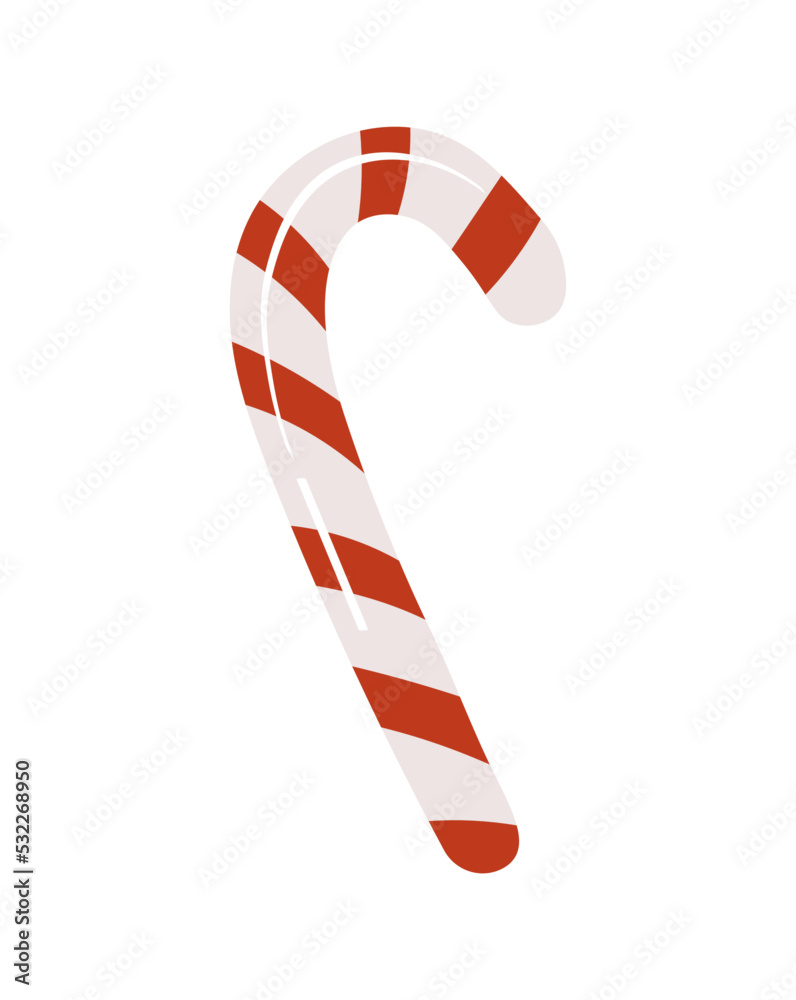 Candy cane striped in Christmas colours. Vector illustration isolated on a white background. Candy cane striped in Christmas colours. Vector illustration isolated on a white background.