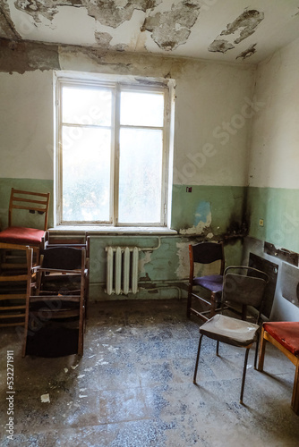 Old doffice room in abandoned building