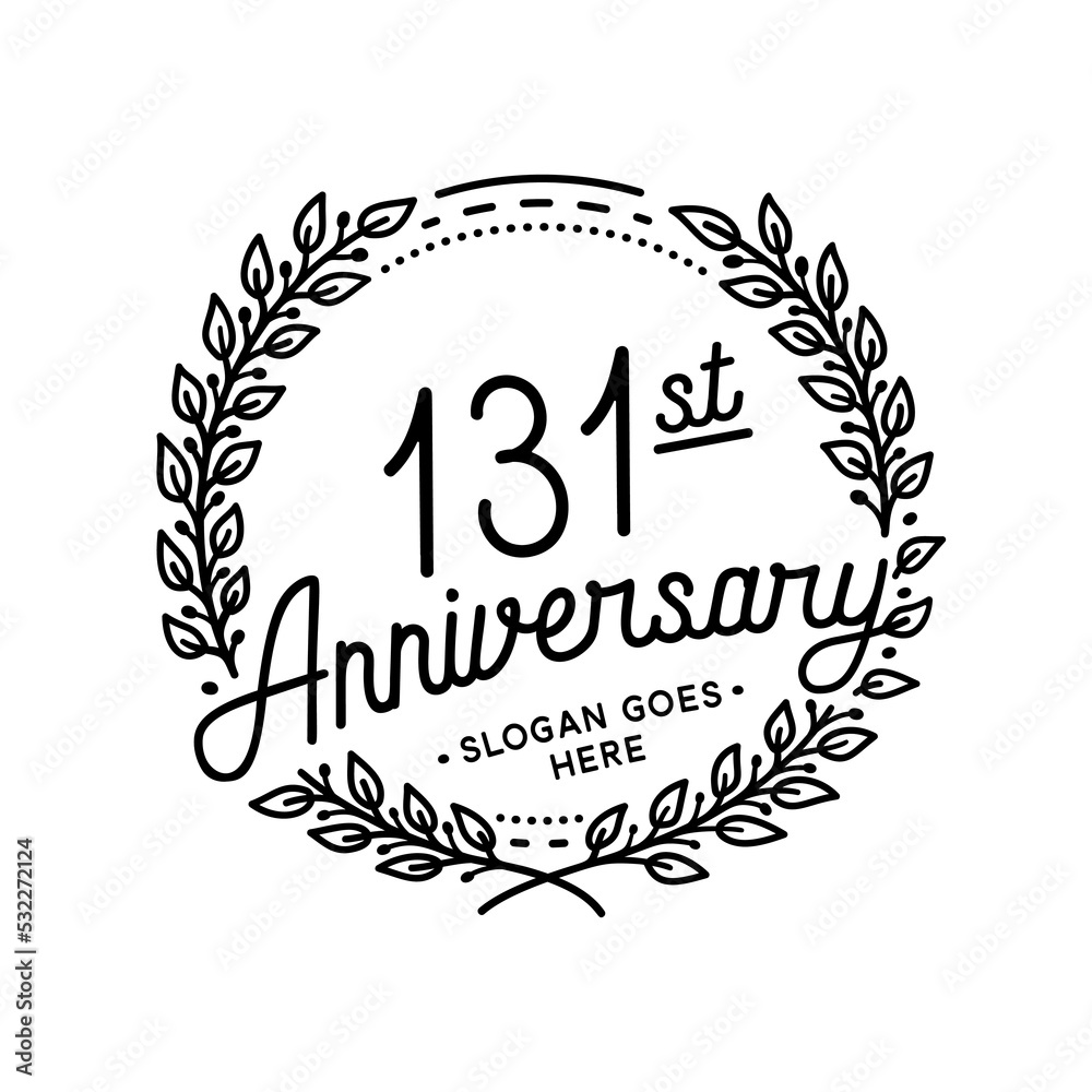 131 years anniversary celebrations design template. 131st logo. Vector and illustrations. 