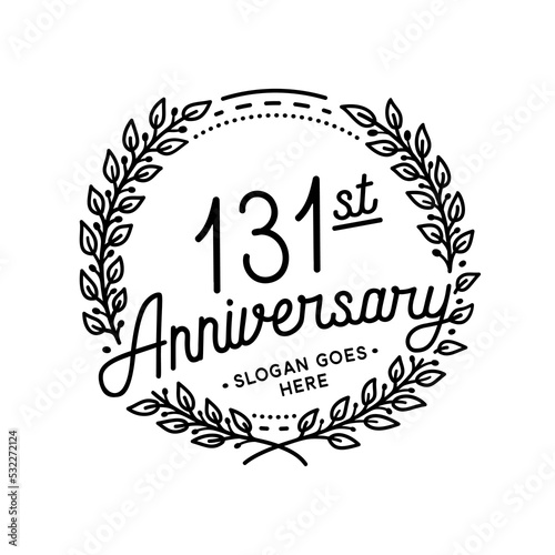 131 years anniversary celebrations design template. 131st logo. Vector and illustrations. 