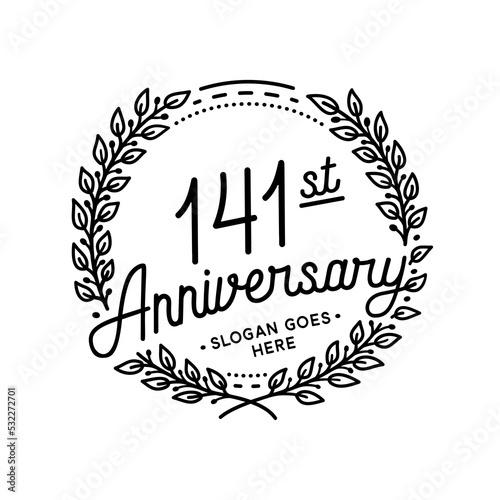 141 years anniversary celebrations design template. 141st logo. Vector and illustrations. 