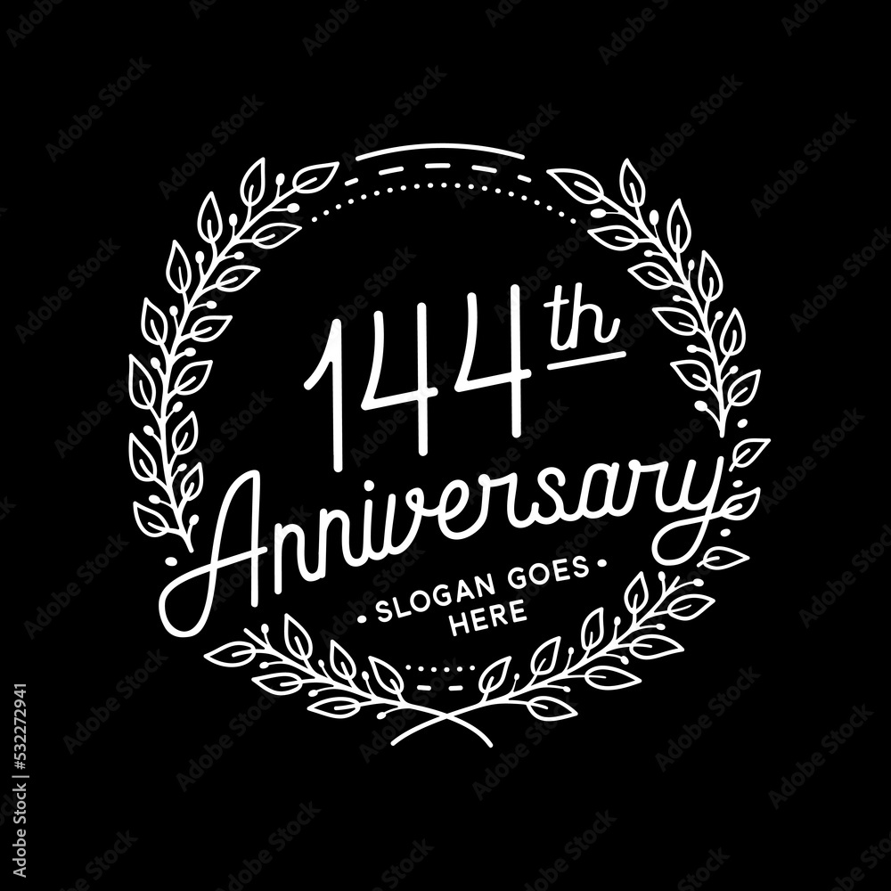 144 years anniversary celebrations design template. 144th logo. Vector and illustrations. 144 years anniversary celebrations design template. 144th logo. Vector and illustrations.