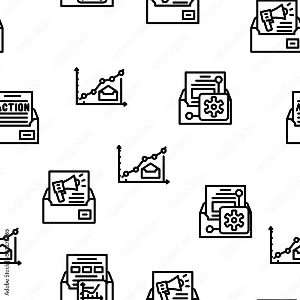 Email Marketing And Advertisement vector seamless pattern thin line illustration