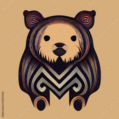 illustration vector of bear isolated on white with tribal style good for logo or customize your design