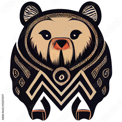 illustration vector of cute bear isolated on white with tribal style good for logo or customize your design