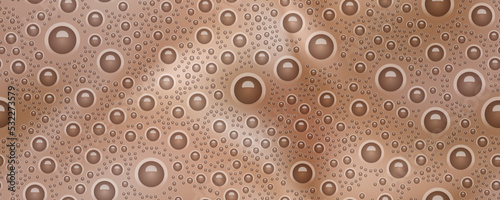 Chocolate seamless pattern with milk shake texture top view. Abstract vector background with bubbles. Cocoa smoothie surface. Latte or coffee beverage. Blended frothy drink. Ice cream cocktail