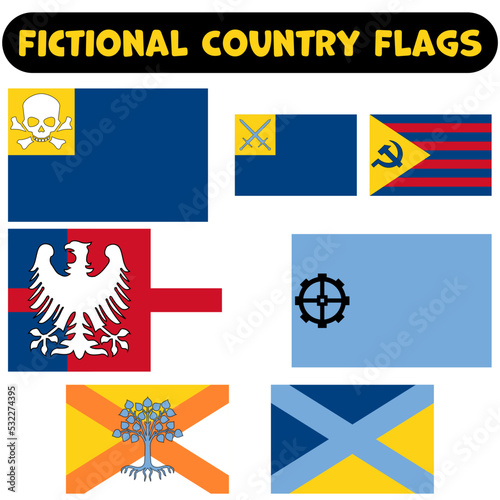 Set of Fictional Flags  Fictional Country Flags  World Fantasy Flags for fiction  Unrealistic Flags.