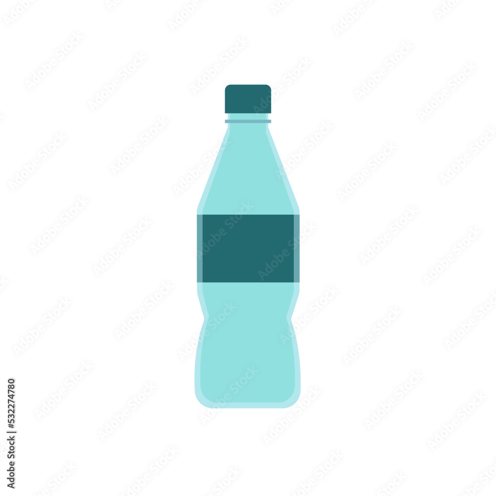 Plastic bottle for water on white background. Vector illustration. Flat style Plastic bottle for water on white background. Vector illustration. Flat style
