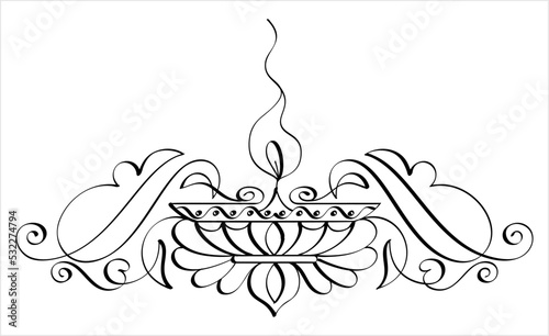 Diwali Diya Pen Ink Style M_2209003