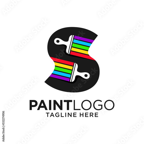Letter S Paint Logo Design Template Inspiration, Vector Illustration.