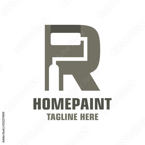 Letter R House Painting Logo Design Template Inspiration, Vector Illustration.