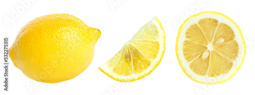 Obraz na plátne Ripe lemon isolated on transparent background. PNG format