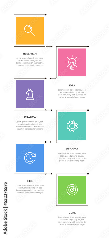 Vertical infographic design with icons and 6 options or steps. Thin line. Infographics business concept. Can be used for info graphics, flow charts, presentations, mobile web sites, printed materials.