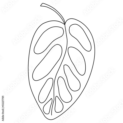 monstera illustration. Hand-drawn doodles illustration. Line art. Icon