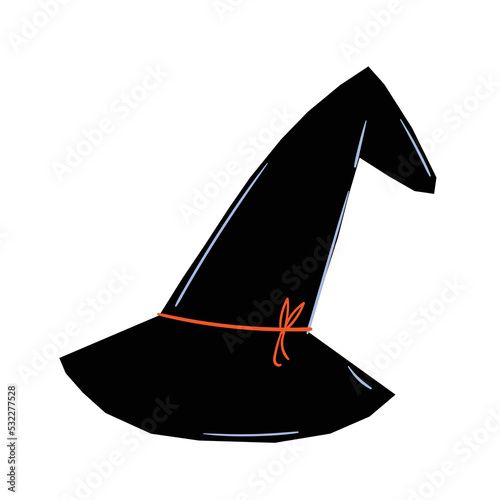 Black silhouette of halloween witch hat. Vector illustration